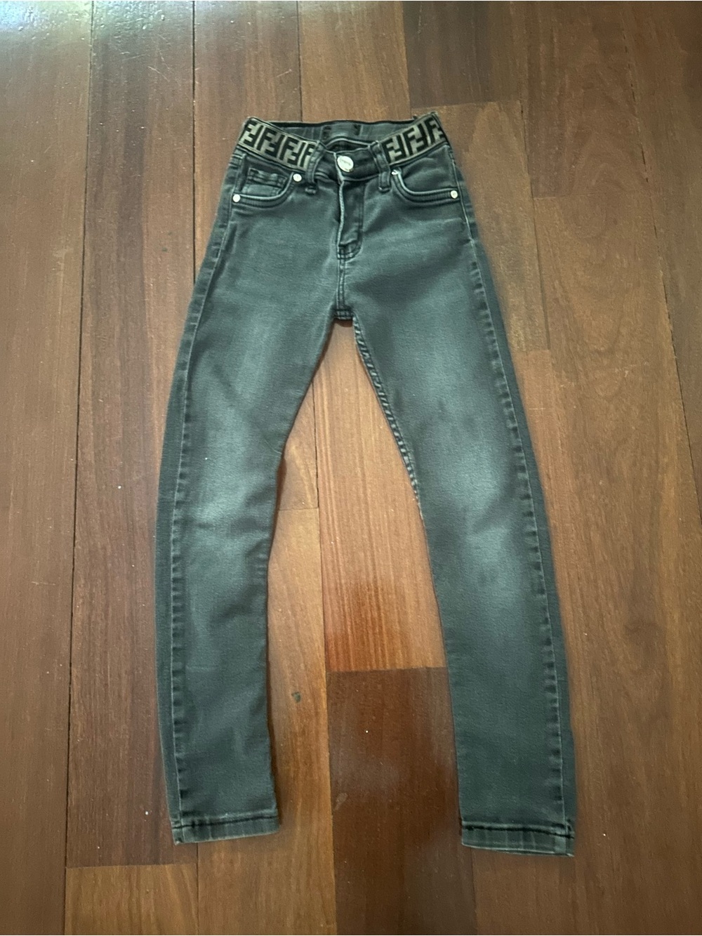 Fendi Black Skinny Jeans with Logo Waistband